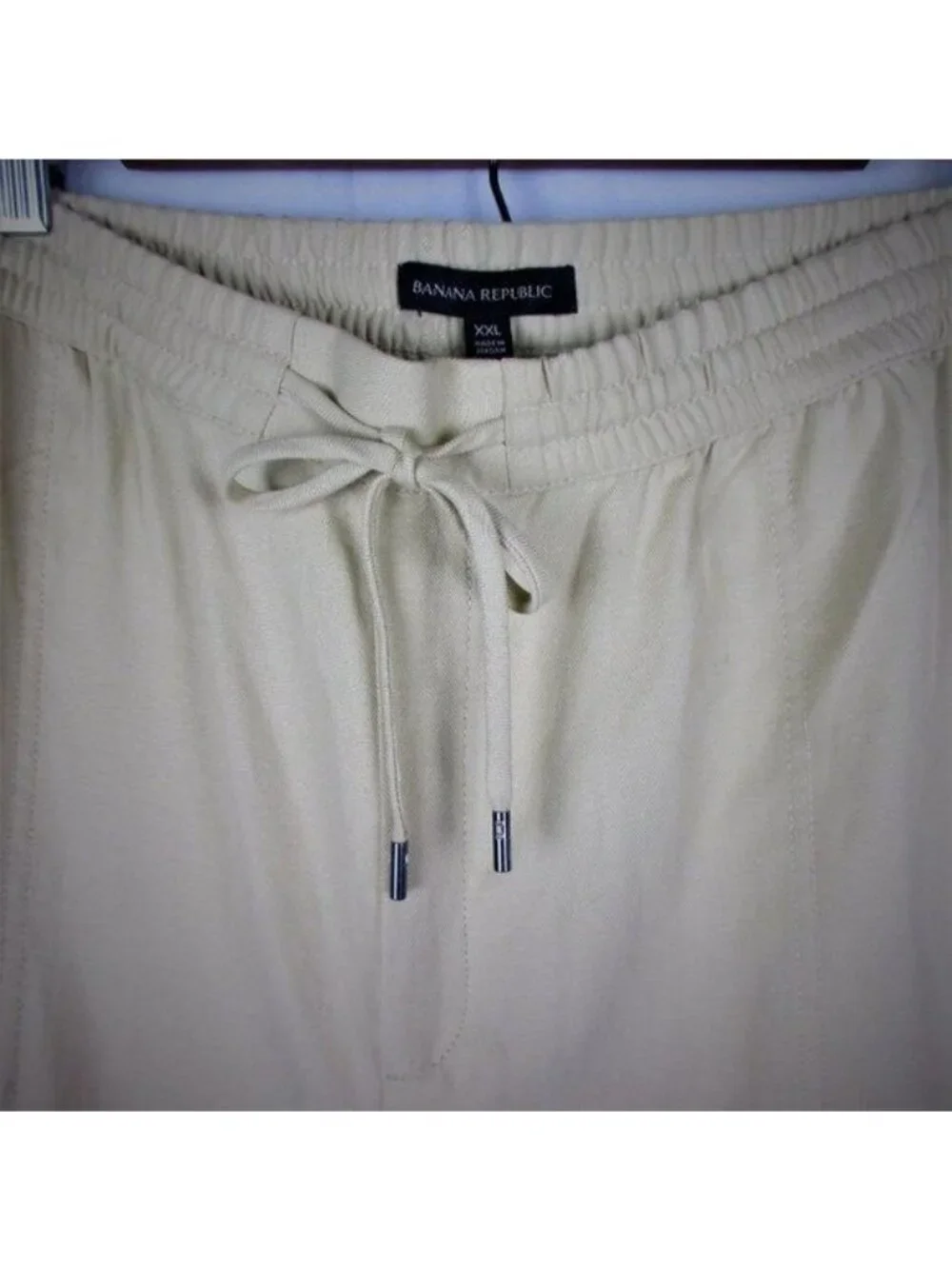 Banana Republic Cotton Linen Relaxed Drawstring Pants Beige Women's XXL NWT $98